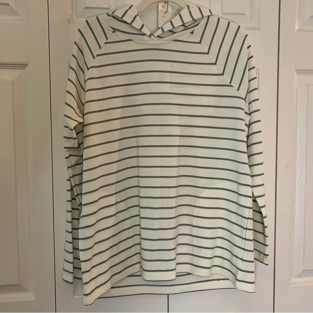 Max & Mia Striped Knit Long Sleeve Hoodie with Pockets